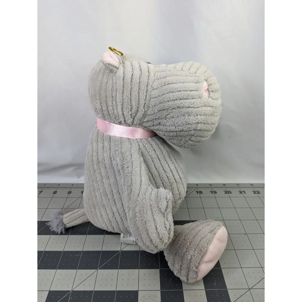 Burton Gray Hippo‎ Plush 12 Inch Pink Bow Stuffed Animal Toy